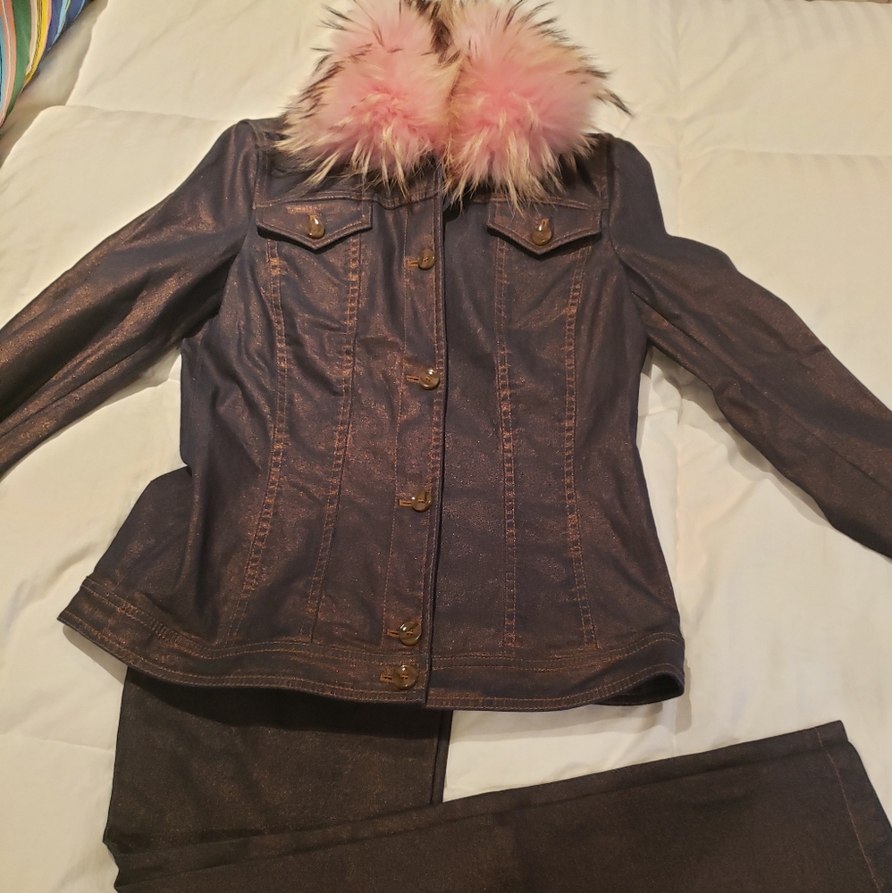 Escada Fox Collar Jean Jacket and Jean